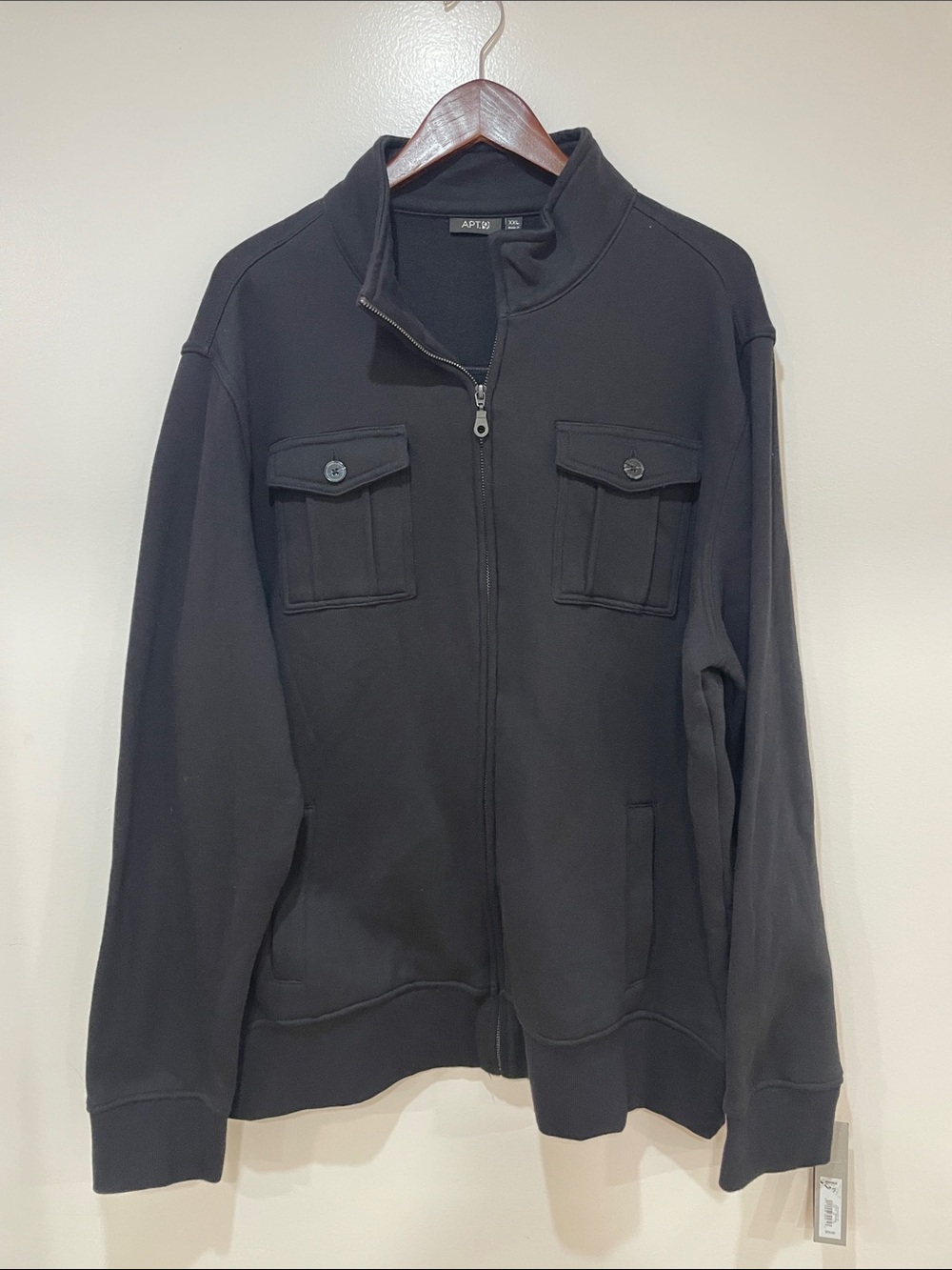 Men’s new Apt 9 modern fit zip up outerwear new XXL black